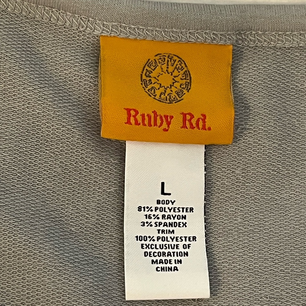 Ruby Rd. Gray Lace Long Sleeve Top - Picture 5 of 5